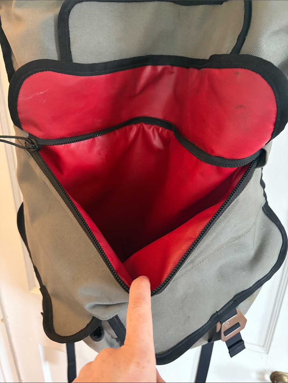 Canvas Roll-Top Backpack - Grey with Black Trim - Picture 5 of 5